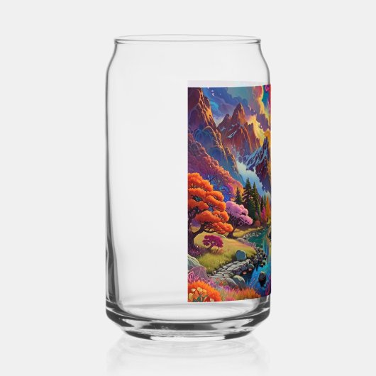 Pagode en gekleurd landschap Bierblikje Blikvorm Glas (Rechts)