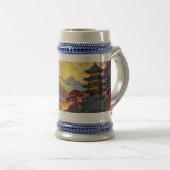 Pagode en gekleurd landschap bierpul (Voorkant rechts)