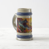 Pagode en gekleurd landschap bierpul (Voorkant links)