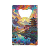 Pagode en gekleurd landschap creditkaart flessenopener (Achterkant)