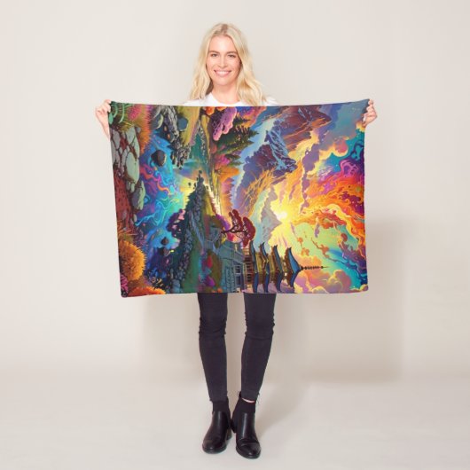 Pagode en gekleurd landschap fleece deken (In situ)