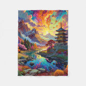 Pagode en gekleurd landschap fleece deken (Voorkant)