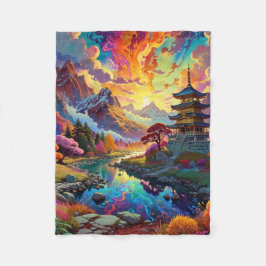 Pagode en gekleurd landschap fleece deken