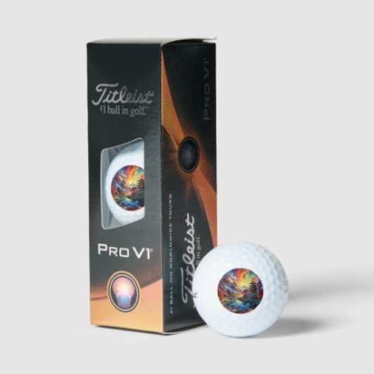 Pagode en gekleurd landschap  golfballen