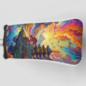 Pagode en gekleurd landschap golfheadcover (Voorkant)