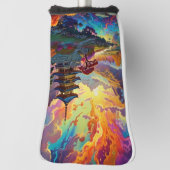 Pagode en gekleurd landschap golfheadcover (Draai 90)