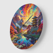 Pagode en gekleurd landschap grote klok (Hoek)