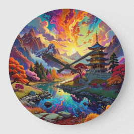 Pagode en gekleurd landschap grote klok