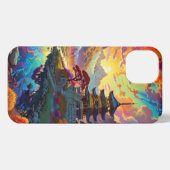 Pagode en gekleurd landschap iPhone hoesje (Achterkant horizontaal)