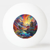 Pagode en gekleurd landschap Ping Pong Ball (Voorkant)