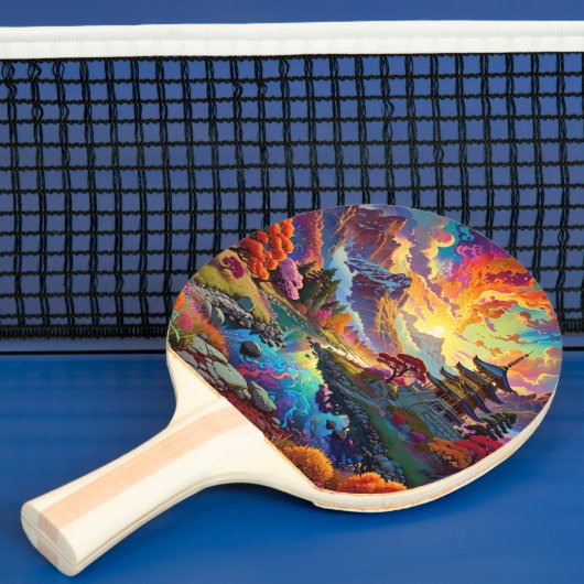 Pagode en gekleurd landschap Ping Pong Paddle Tafeltennisbatje (Insitu)