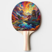 Pagode en gekleurd landschap Ping Pong Paddle Tafeltennisbatje (Achterkant)