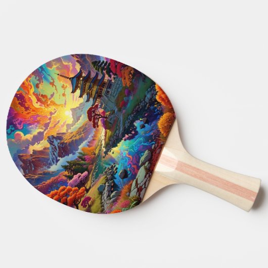 Pagode en gekleurd landschap Ping Pong Paddle Tafeltennisbatje (Zijkant)