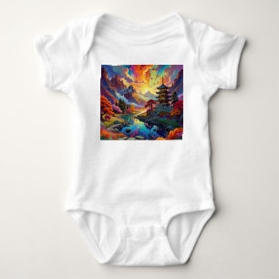Pagode en gekleurd landschap romper