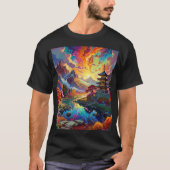 Pagode en gekleurd landschap t-shirt (Voorkant)