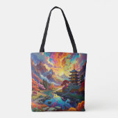 Pagode en gekleurd landschap tote bag (Achterkant)