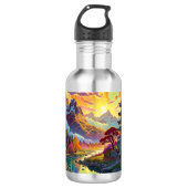 Pagode en gekleurd landschap waterfles (Voorkant)