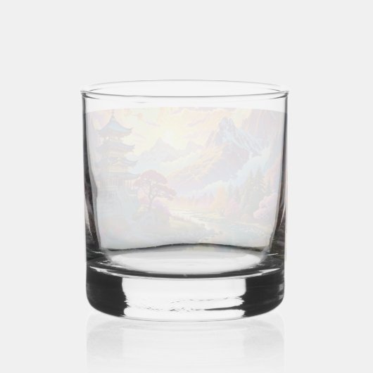 Pagode en gekleurd landschap Whiskey glas (Achterkant)