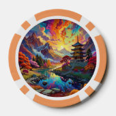 Pagode en gekleurd landschapPokerchip Poker Chips (Achterkant)