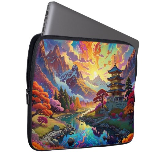 Pagode en gekleurde landschap elektronica tas (Voorkant Rechts)
