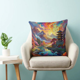 Pagode en gekleurde landschap speelkaarten