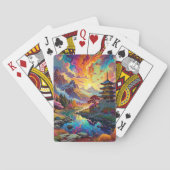 Pagode en gekleurde landschap speelkaarten (Achterkant)