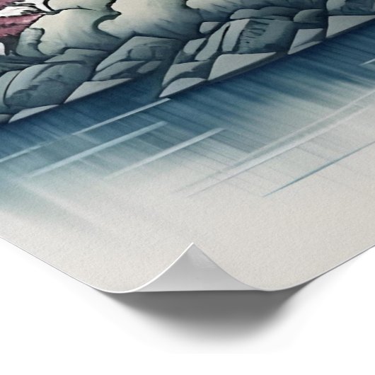 Pagode en Landschapslandschap Poster (Hoek)