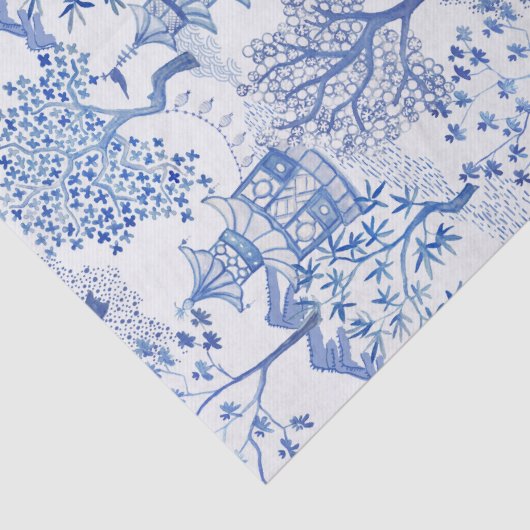 pagode in blauw tissuepapier (Detail)
