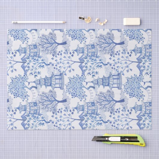 pagode in blauw tissuepapier (Craft)