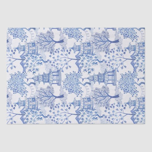 pagode in blauw tissuepapier (Voorkant)