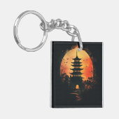 Pagode Symbool Digitale Kunst Sleutelhanger (Voorkant Links)