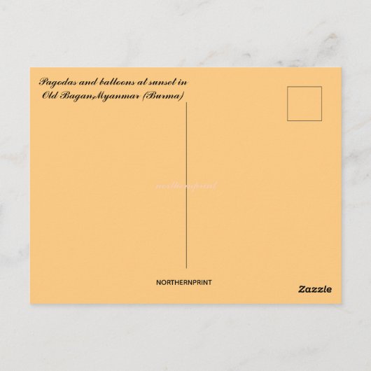 Pagodes en ballonnen zonsondergang bij Old Bagan M Briefkaart (Achterkant)