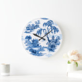 Pagodetuin in blauw porselein grote klok (Huis)