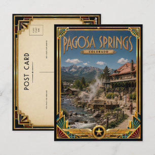 Pagosa Springs Colorado Vintage Art Deco Gouden Briefkaart