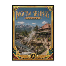 Pagosa Springs Colorado Vintage Art Deco Gouden