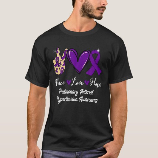 PAH Pulmonary Arterial Hypertension Love Hope Purp T-shirt (Voorkant)