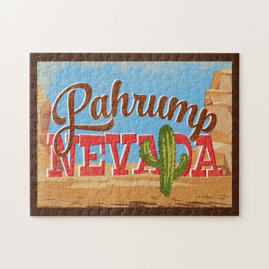 Pahrump Nevada Cartoon Desert Vintage Travel Legpuzzel (Horizontaal)