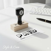 Paid with Blank Date Wooden Rubberstempel