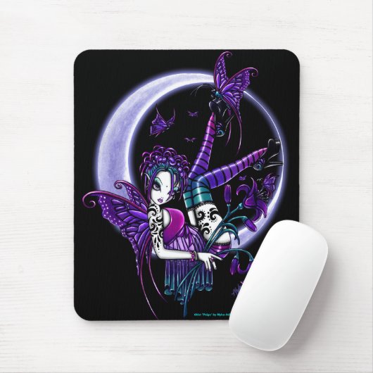 Paige Dark Rainbow Flower Moon Fairy Mousepad Muismat (Met muis)
