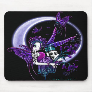 Paige Dark Rainbow Flower Moon Fairy Mousepad Muismat