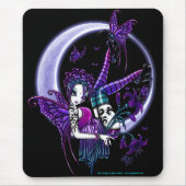 Paige Dark Rainbow Flower Moon Fairy Mousepad Muismat (Voorkant)