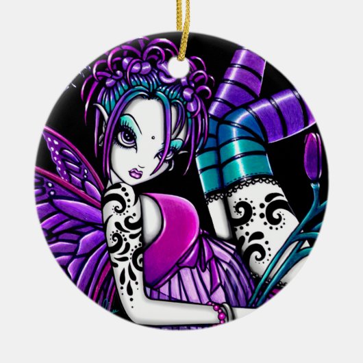 "Paige" Gothic Tattoo Fairy Art Ornaments Keramisch Ornament (Voorkant)