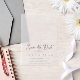 Paige Modern Wedding Save the Date Vellum Uitnodigingen