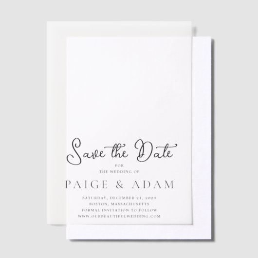 Paige Modern Wedding Save the Date Vellum Uitnodigingen (Offset)