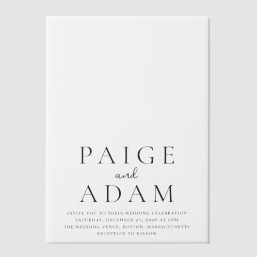 Paige Modern Wedding Vellum Uitnodigingen (Voorkant)
