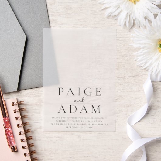 Paige Modern Wedding Vellum Uitnodigingen (Huwelijk)