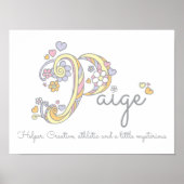 Paige monogram art meisjes naam en betekenis poste poster (Voorkant)