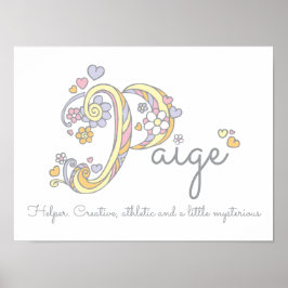 Paige monogram art meisjes naam en betekenis poste poster