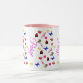 Paige, naam met Bunnies, Parrots, Butterflies Mok (Midden)