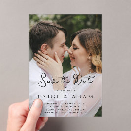 Paige Photo Modern Wedding Save the Date Acryl Uitnodigingen